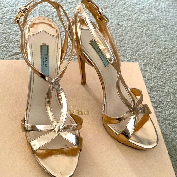 Authentic PRADA Metallic Bronze Sandals size 38.5, they run small! - Picture 6 of 8